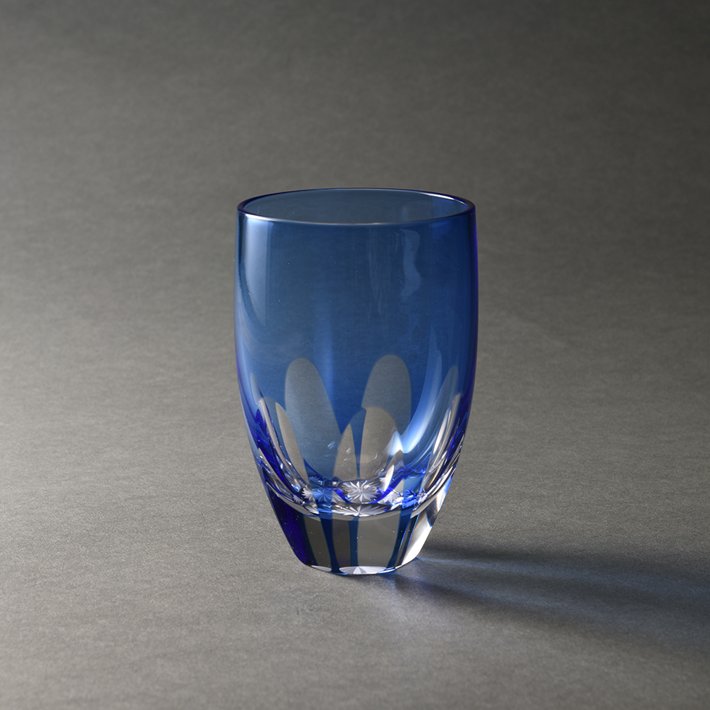 江戸切子 青色ガラス グラスセット 3つ タンブラー 8タングラス